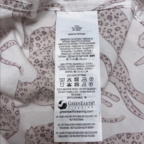 Boden Sienna Cotton Shirt Size 6 Leaping Leopard Button Up White Tan Long Sleeve - Picture 13 of 16